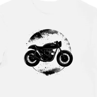 Koszulka męska biała z dynamicznym motywem Cafe Racer