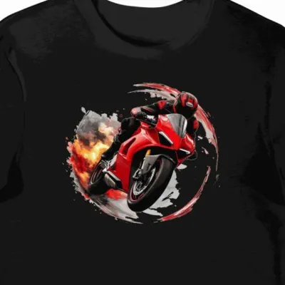 Koszulka męska czarna Wyścigowy Dynamizm z Ducati Panigale