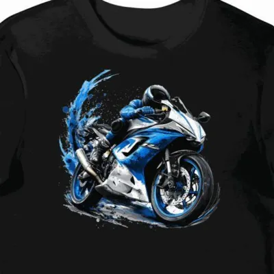 Koszulka męska czarna Zmysł Ruchu z Motocyklowym Szykiem