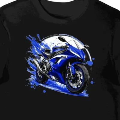 Koszulka męska czarna z dynamicznym motywem Yamaha R6