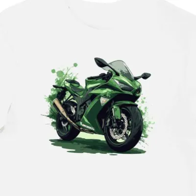 Koszulka męska biała Dynamiczna Sylwetka Motocykla