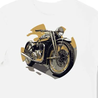Koszulka męska biała z ikonicznym motocyklem retro