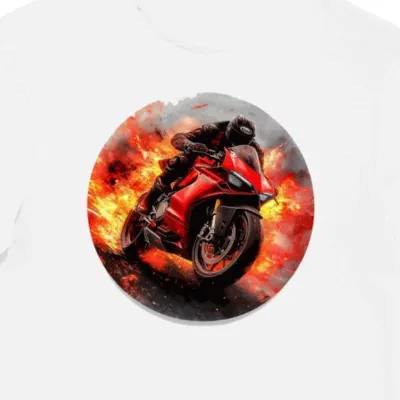 Koszulka męska biała Motocyklowa Prędkość i Styl