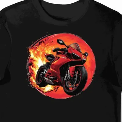 Koszulka męska czarna z motywem Ducati Panigale