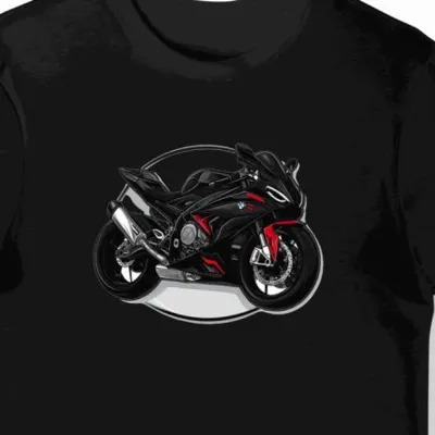 Koszulka męska czarna z dynamiczną sylwetką motocykla wyścigowego
