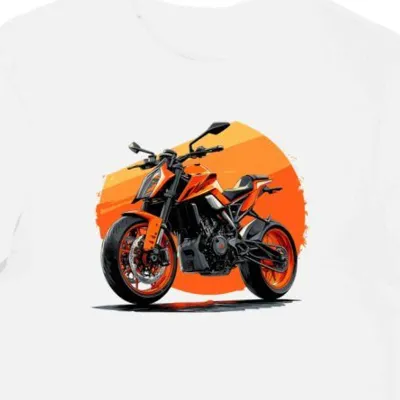 Koszulka męska biała Dynamiczna Motocyklowa Energia