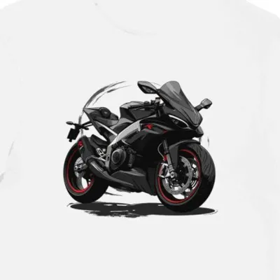 Koszulka męska biała Artystyczny Motocykl w Cieniu