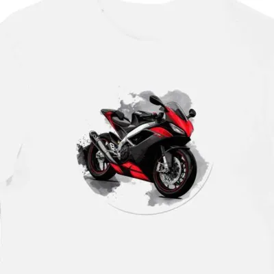 Koszulka męska biała z motywem dynamicznej Aprilia RSV4