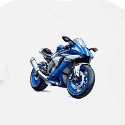 Koszulka męska biała z motywem pędu motocykla Yamaha