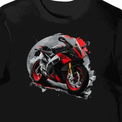 Koszulka męska czarna Motocyklowa Dynamika Aprilia