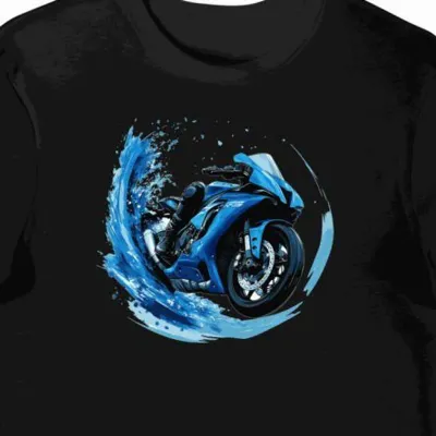 Koszulka męska czarna z Wyścigowym Motywem Yamaha