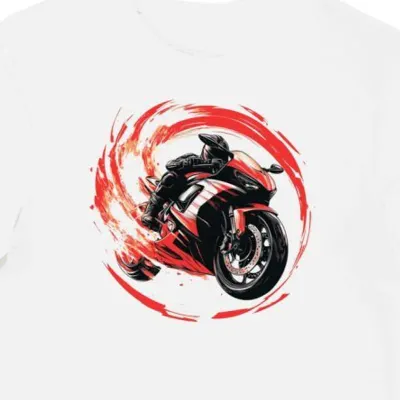 Koszulka męska biała Dynamiczny Motocyklowy Wiatr