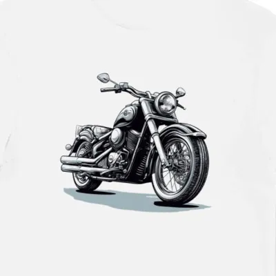 Koszulka męska biała z motocyklowym stylem Yamaha V Star