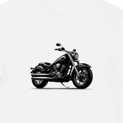 Koszulka męska biała Motocyklowa Yamaha V Star w Chłodnym Świetle
