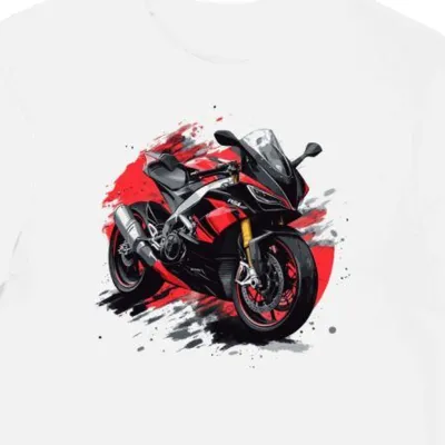 Koszulka męska biała Dynamiczna Jazda Aprilia RSV4