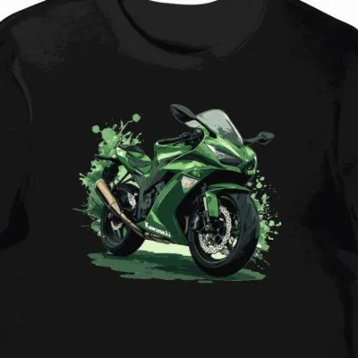Koszulka męska czarna Motocyklowa Kawasaki Przygody