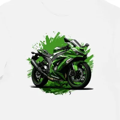 Koszulka męska biała Z Mechanicznym Duchem Kawasaki