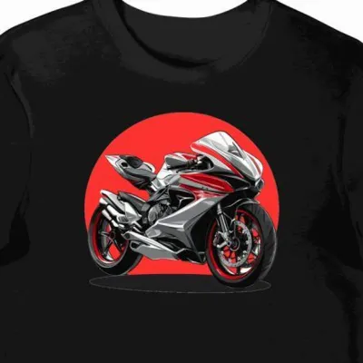 Koszulka męska czarna z grafiką dynamicznego motocykla MV Agusta