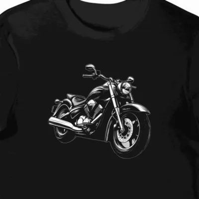 Koszulka męska czarna z grafiką motocykla w stylu cruiser