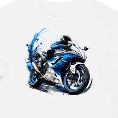 Koszulka męska biała z Wyścigowym Motywem Artystycznym Yamaha R6