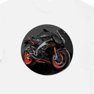 Koszulka męska biała z Artystycznym Motywem Motocykla Wyścigowego