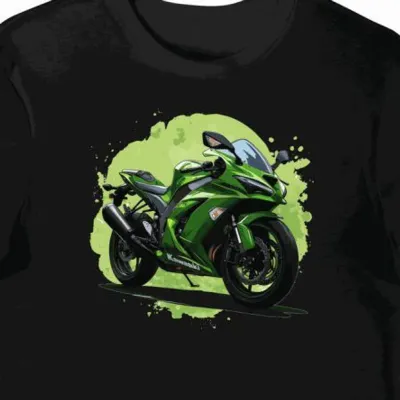 Koszulka męska czarna Dynamiczne Motocykle i Zielona Przygoda