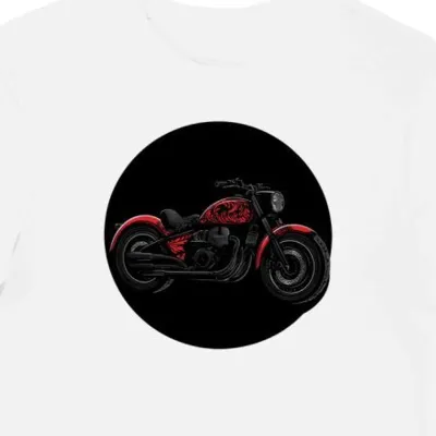 Koszulka męska biała z nadrukiem motocyklowym Moto Guzzi
