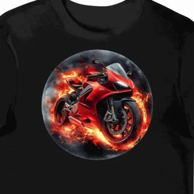 Koszulka męska czarna Futurystyczna Jazda Ducati