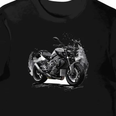 Koszulka męska czarna z nadrukiem dynamicznej jazdy motocyklowej