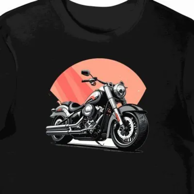 Koszulka męska czarna z potężnym motocyklem szosowym