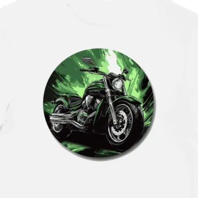 Koszulka męska biała z grafiką motocykla Kawasaki Vulcan