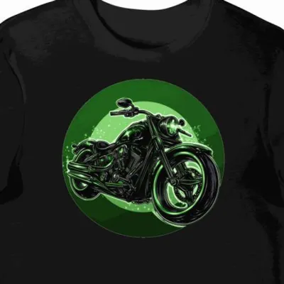 Stylowa koszulka męska czarna z motywem motoru Kawasaki Vulcan