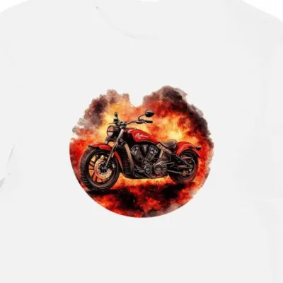 Koszulka męska biała Czerwona Fantazja Motocyklowa
