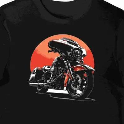 Koszulka męska czarna z Grafiką Szybkiego Motocykla