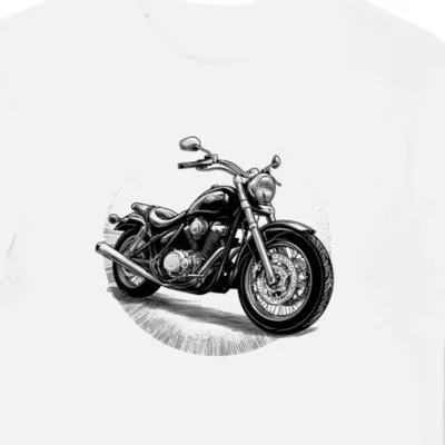 Koszulka męska biała Motocyklowa Yamaha V Star Srebrzyste Ornamenty