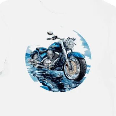 Koszulka męska biała Artystyczny Motocykl w Mistycznym Stylu