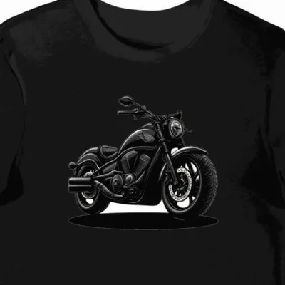 Koszulka męska czarna z Futurystycznym Motywem Motocykla Honda