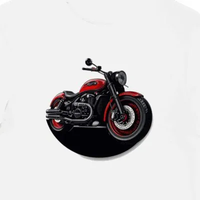 Koszulka męska biała z motywem eleganckiego motocykla w cieniu