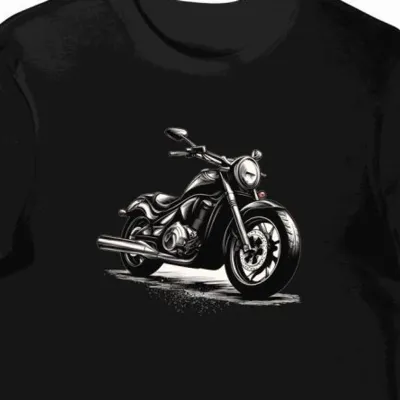 Koszulka męska czarna Futurystyczny Styl Motocyklowy