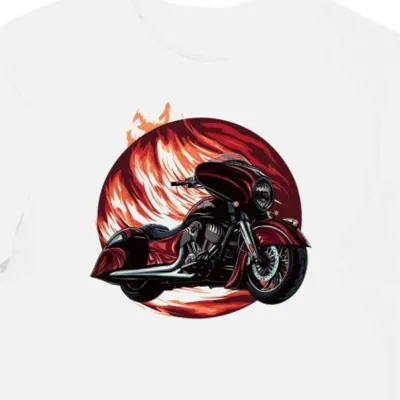Koszulka męska biała Motocyklowa Chmura Ognistego Blasku