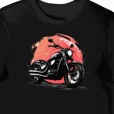 Koszulka męska czarna z Motocyklem Yamaha Nocna Gwiazda
