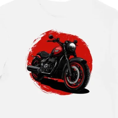 Koszulka męska biała z Eleganckim Motywem Motocyklowym