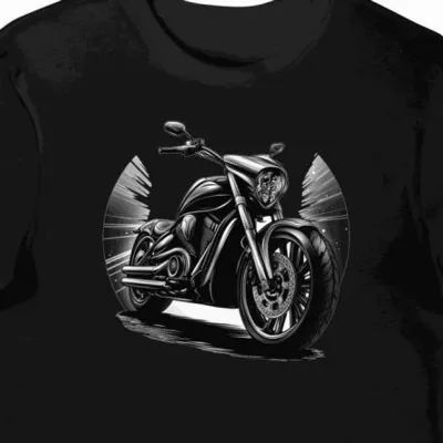 Koszulka męska czarna z motywem triumfu motocyklisty