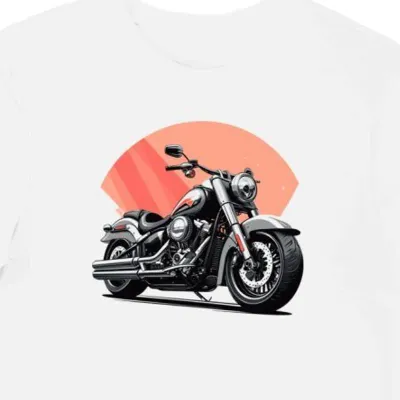 Koszulka męska biała z Motywem Stylowego Moto Fat Boy