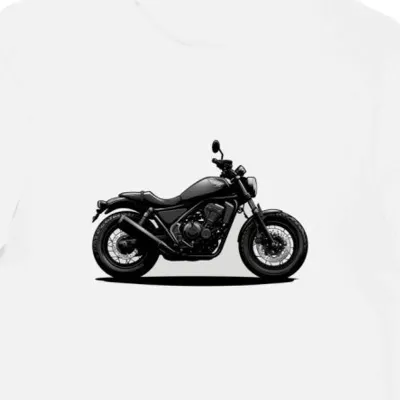 Koszulka męska biała z motywem śmiałego motocyklisty