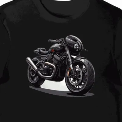 Koszulka męska czarna Moto Wyścig w Przestrzeni Wiatru