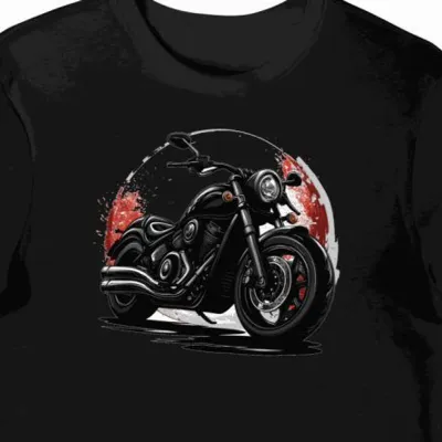 Koszulka męska czarna z Nadrukiem Motocyklowa Elegancja