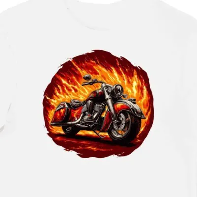 Koszulka męska biała Ognisty Styl Motocyklowy