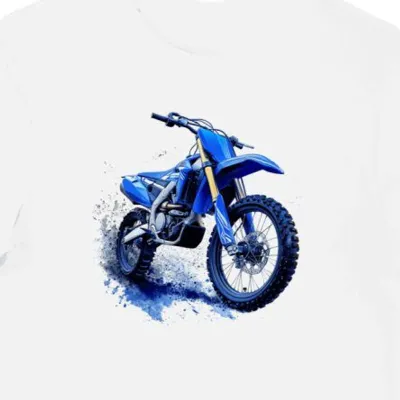 Koszulka męska biała z futurystycznym motywem motocrossowym