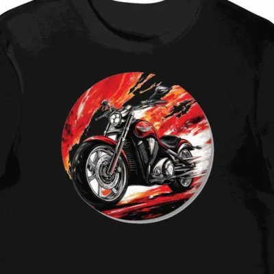 Koszulka męska czarna Motocyklowa Honda w Wietrznym Designie